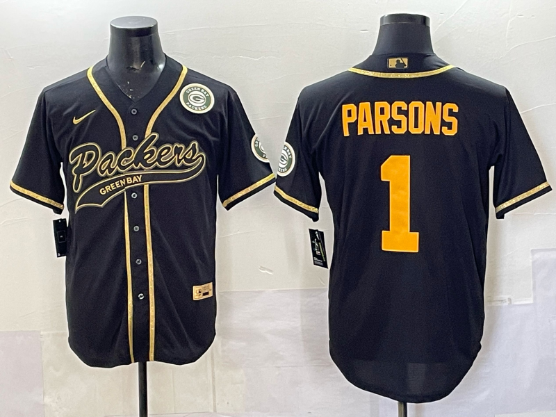 Men Green Bay Packers #1 Parsons black Nike NFL 2025 jersey 04